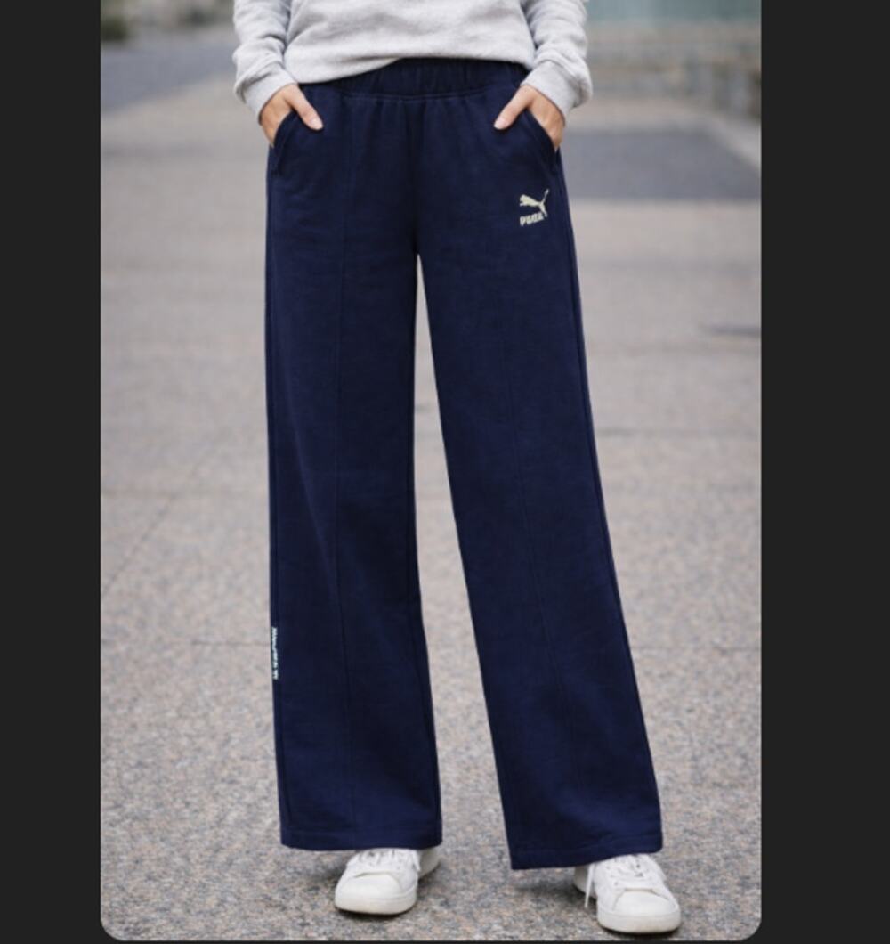 Puma 'For The Love Of Water' sz Medium Blue High Waist Wide Leg Sweatpants